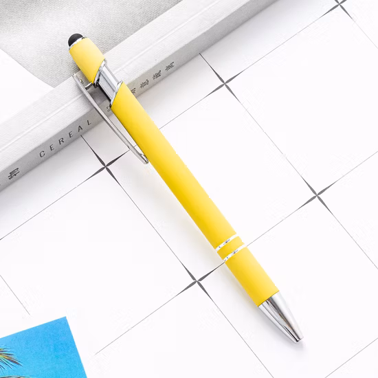 5% de desconto Stylus de venda de fábrica Logotipo personalizado Valor Tinta de borracha Caneta esferográfica Multicolorida opcional Gravação a laser Logotipo