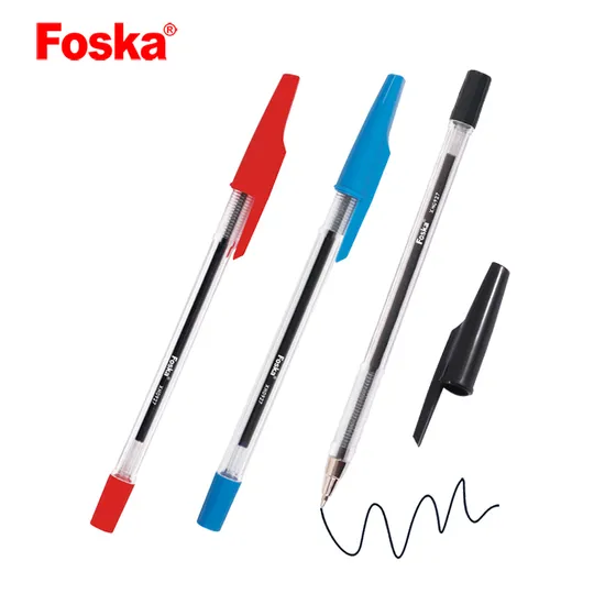 Caneta esferográfica de plástico azul preto e vermelho / esferográfica promocional de 0,7 mm