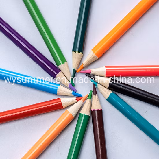 Lápis de papelaria escolar 24 cores 2,8 mm Lápis redondo de madeira de álamo colorido